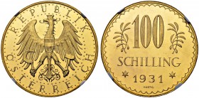 RDR / ÖSTERREICH
I. Republik. 1918-1938. 100 Schilling 1931, Wien. Schl. 648. Fr. 516. Prachtvolle Erhaltung / Magnificent condition. NGC PL65. (~€ 1...