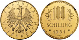 RDR / ÖSTERREICH
I. Republik. 1918-1938. 100 Schilling 1931, Wien. Schl. 648. Fr. 516. NGC PL64. (~€ 940/~US$ 1160)
