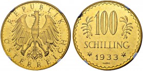 RDR / ÖSTERREICH
I. Republik. 1918-1938. 100 Schilling 1933, Wien. Schl. 685. Fr. 520. Selten. Nur 4'727 Exemplare geprägt / Rare. Only 4'727 pieces ...