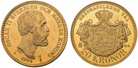 SCHWEDEN
Oscar II. 1872-1907. 20 Kronor 1884, Stockholm. Ahlström 12. Schl. 121. Fr. 93 a. PCGS MS65. (~€ 300/~US$ 370)