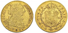 SPANIEN
Königreich. Carlos III. 1759-1788. 1 Escudo 1787, DV-Madrid. 3.31 g. Cayon 12360. Fr. 288. Sehr schön / Very fine. (~€ 155/~US$ 190)