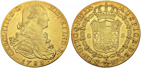 SPANIEN
Königreich. Carlos IV. 1788-1808. 8 Escudos 1788, MF-Madrid. 27.14 g. Cayon 14441. Fr. 292. Überdurchschnittliche Erhaltung / Extraordinary c...