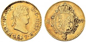 SPANIEN
Königreich. Fernando VII. 1808-1833. 1/2 Escudo 1817, GJ-Madrid. 1.77 g. Cayon 16114. Schl. 165. Fr. 318. Gutes sehr schön / Good very fine. ...