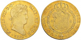 SPANIEN
Königreich. Fernando VII. 1808-1833. 4 Escudos 1820, GJ-Madrid. 13.47 g. Cayon 16350. Schl. 108. Fr. 312. Feine Patina / Nicely toned. Sehr s...