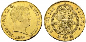SPANIEN
Königreich. Fernando VII. 1808-1833. 80 Reales 1822, MR-Madrid. 6.74 g. Cayon 16282. Schl. 170. Fr. 321. Fassungsspuren / Traces of mounting....