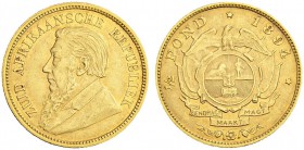 SÜDAFRIKA
Zuid Afrikaansche Republiek, 1852-1902. 1/2 Pound 1894, Pretoria. 3.98 g. Fr. 3. Gutes vorzüglich / Good extremely fine. (~€ 600/~US$ 735)...