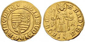 UNGARN
Sigismund, 1387-1437. Goldgulden o. J. (1402-1437), Pécs. 3.58 g. Pohl D2-52. Huszar 573. Fr. 10. Selten / Rare. Gutes vorzüglich / Good extre...