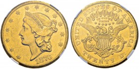 USA
20 Dollars 1876 CC, Carson City. Fr. 176. NGC AU DETAILS (IMPROPERLY CLEANED). (~€ 1155/~US$ 1420)