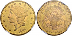 USA
20 Dollars 1884 S, San Francisco. Fr. 178. NGC MS62. (~€ 1370/~US$ 1685)