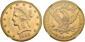 USA
10 Dollars 1888 S, San Francisco. Fr. 160. NGC MS62. (~€ 555/~US$ 685)