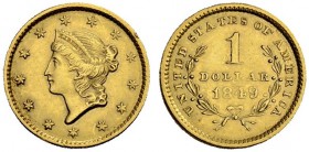 USA
1 Dollar 1849, Philadelphia. Liberty head type. 1.67 g. Fr. 84. Sehr schön-vorzüglich / Very fine-extremely fine. (~€ 130/~US$ 160)