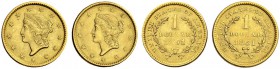 USA
1 Dollar 1851, Philadelphia. Liberty head type. Lot von 2 Exemplaren. Fr. 84. Sehr schön-vorzüglich / Very fine-extremely fine. (2) (~€ 205/~US$ ...