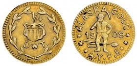 USA
1/4 Dollar 1909. Alaska-Gold. 0.37 g. Sehr schön-vorzüglich / Very fine-extremely fine. (~€ 130/~US$ 160)