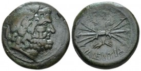 Bruttium, Hipponium as Vibo Valentia As after 193, Æ 25mm., 11.33g. Laureate head of Jupiter r. Rev. Winged thunderbolt. SNG ANS 474. Historia Numorum...