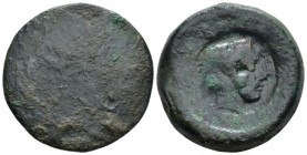 Sicily, Agrigentum Hemilitron circa 405–392, Æ 30mm., 21.20g. Head of Heracles r., wearing lion skin, within incuse circle. Rev. Uncertain type. Weste...