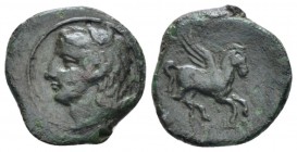 Sicily, Cephalodion Bronze circa 339/8-307, Æ 16mm., 2.12g. Head of Heracles l., wearing lion's skin. Rev. Pegasus flying r. Calciati 5. SNG ANS 1320....