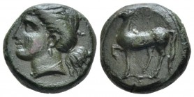 Sicily, Eryx Bronze IV century BC, Æ 15mm., 5.43g. Female head l. Rev. Horse stepping l. Campana 51. Calciati 19.

Attractive green patina and Extre...