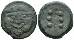 Sicily, Himera Hemilitron circa 430-420, Æ 29mm., 28.47g. Gorgoneion. Rev. Six pellets. Calciati 1. SNG ANS 180.

Nice green patina, Very Fine.

 ...