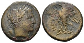 Sicily, The Mamertini Messana Quadrupla circa 288-278, Æ 28mm., 18.02g. Laureate head of Ares r.; arrow’s head in l. field. Rev. Eagle standing l. on ...