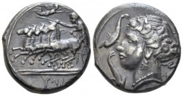 Sicily, Panormos (as Ziz) Tetradrachm circa 370-360, AR 24.4mm., 16.93g. Charioteer, holding kentron in extended r. hand, reins in l., driving fast qu...