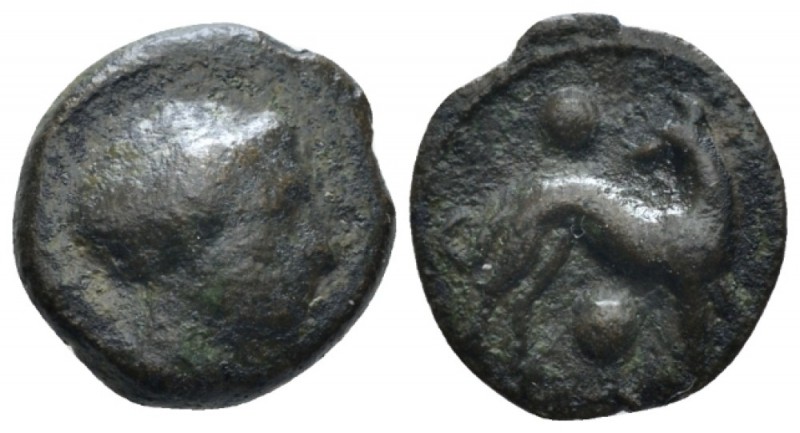 Sicily, Segesta Hexas circa 470-405, Æ 16mm., 2.26g. , Æ 15mm, 2.26g. Head of ny...