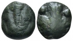 Sicily, Selinus Cast hexas circa 450-440, Æ 16mm., 4.31g. Silenus mask facing. Rev. Celery leaf and two pellets. Calciati 9. SNG ANS –.

Dark green ...