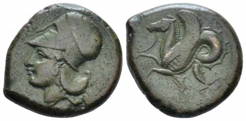 Sicily, Syracuse Bronze circa 400-390, Æ 22mm., 7.48g. Head of Athena l., wearin...