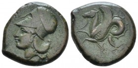 Sicily, Syracuse Bronze circa 400-390, Æ 22mm., 7.48g. Head of Athena l., wearing Corinthian helmet. Rev. Hippocamp l. Calciati 34. SNG ANS 434.

Ni...