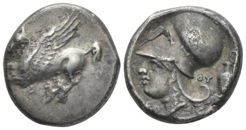 Acarnania, Thyrrenium Stater circa 320-280, AR 20mm., 8.53g. Pegasus flying l. R...