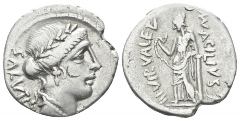 Mn. Acilius Glabrio. Denarius circa 49, AR 18.5mm., 3.97g. SALVTIS upwards Laure...