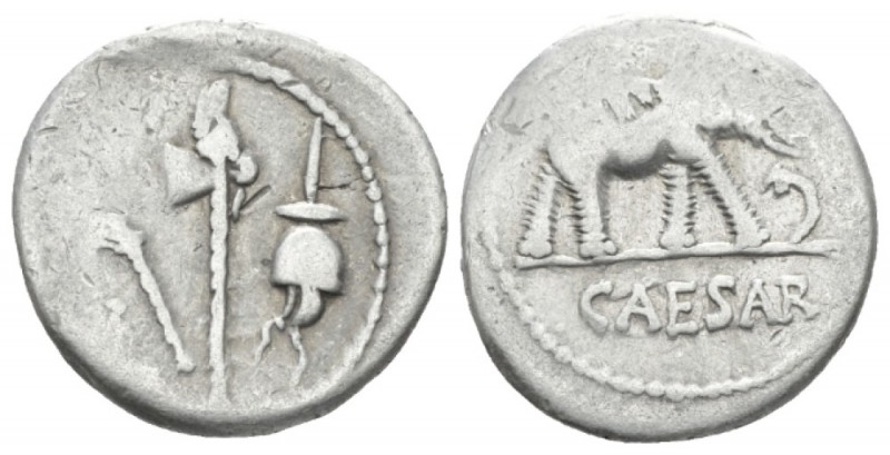 C. Iulius Caesar. Denarius mint moving with Caesar 49-48, AR 18mm., 3.36g. Ponti...