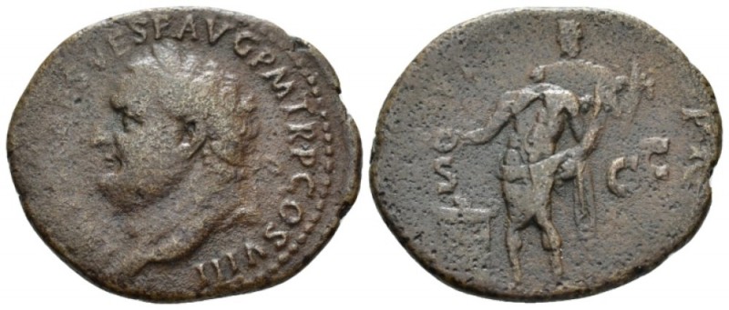 Titus, 79-81 As circa 80-81, Æ 30mm., 9.00g. Laureate head l. Rev. Genius standi...