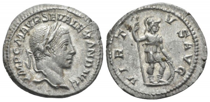 Severus Alexander, 222-235 Denarius circa 225, AR 20mm., 3.20g. Laureate head r....