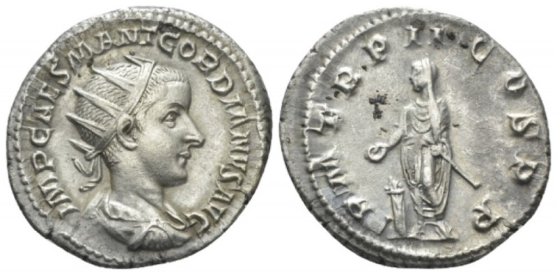 Gordian III, 238-244 Antoninianus circa 240, AR 22mm., 4.29g. Radiate, draped an...