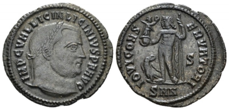 Licinius, 308-324 Follis Nicomedia circa 313-317, AR 22mm., 3.60g. Laureate head...