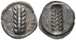 Lucania, Metapontum Nomos circa 510-460, AR 24mm., 7.48g. Ear of barley. Rev. Same type incuse. Noe 192. Historia Numorum Italy 1482.

Toned, Good V...