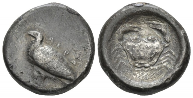 Sicily, Agrigentum Didrachm circa 488-478, AR 20mm., 8.39g. Eagle standing l. Re...