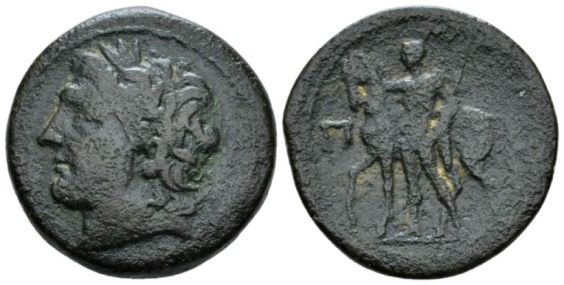 Sicily, Messana Mamertini Pentonkion circa 220-200, Æ 26mm., 10.73g. Laureate he...