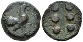 Sicily, Panormus as Ziz Hemilitron circa 415-400, Æ 25mm., 16.68g. Cockerel r. Rev. Six pellets vertically disposed. Jenkins, Punic Sicily, SNR 50, pl...