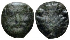 Sicily, Selinus Cast hexas circa 450-440, Æ 17mm., 4.28g. Silenus head facing. Rev. Selinon leaf; at sides, two pellets. SNG ANS –. Calciait 9.

Brw...