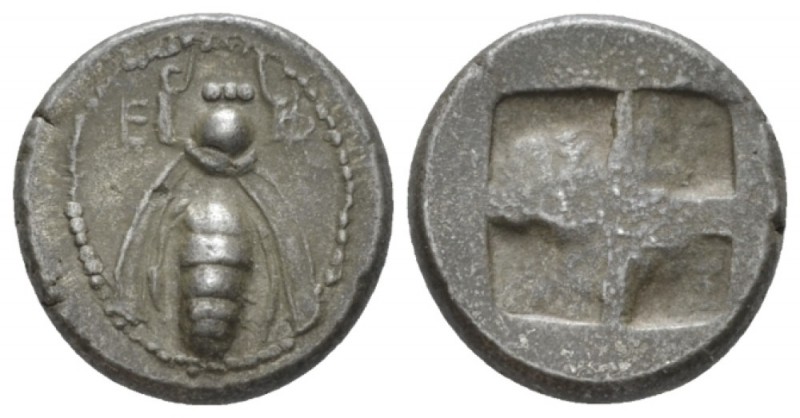 Ionia, Ephesus Drachm circa 500-420, AR 14.2mm., 3.10g. Bee, in upper field, E-Φ...