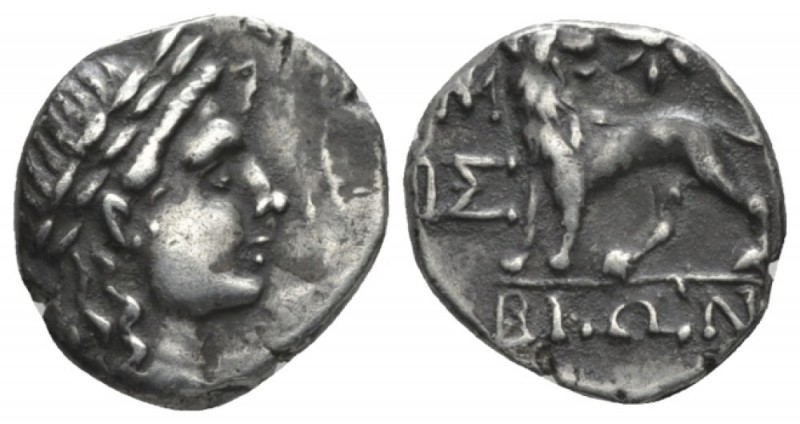 Ionia, Miletus Hemidrachm Bion magistrate circa 190/80-120, AR 15mm., 2.46g. Lau...