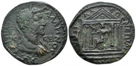 Phrygia, Synnada Gallienus, 253-268 Bronze circa 253-268, Æ 33.2mm., 30.76g. Laureate, draped and cuirassed bust r.; in field, C-EB. Rev. Hexastyle te...