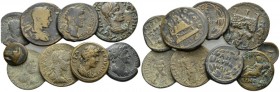 Pamphilia, Perge Gallienus, 253-268 Lot of 9 Bronzes I-II cent., Æ -mm., 73.11g. Lot of 9 Bronzes, various mints: including: Perge, Saitta, Hierapolis...