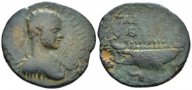 Decapolis, Gadara Elagabalus, 218-222 Bronze 217-218, Æ 34.5mm., 19.35g. Radiate, draped and cuirassed bust r. Rev. ΠOM / ΓAΔAPEΩN in two lines below,...