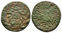 Judaea, Tiberias Herod III Antipas, 4 BC-39 AD Half Unit circa 29-30, Æ 18.4mm., 5.59g. TIBЄ/PIAC in two lines within wreath. Rev. HPΩΔOY TE-TPAPXOY P...