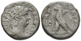 Egypt, Alexandria Nero, 54-68 Tetradrachm circa 64-65 (year 11), billon 23.5mm., 12.85g. Radiate bust r., wearing aegis. Rev. AYTOKPA Eagle standing l...