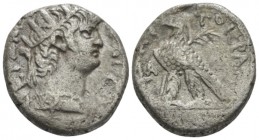 Egypt, Alexandria Nero, 54-68 Tetradrachm circa 64-65 (year 11), billon 24.1mm., 11.67g. Radiate bust r., wearing aegis. Rev. AYTOKPA Eagle standing l...