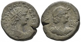 Egypt, Alexandria Nero, 54-68 Tetradrachm circa 65-66 (year 12), billon 24.4mm., 13.93g. Radiate bust r, wearing aegis. Rev. ΑΥΤΟΚΡΑ Bust of Alexandri...