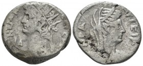 Egypt, Alexandria Nero, 54-68 Tetradrachm circa 67-68 (year 14), billon 24.8mm., 12.24g. Radiate bust of Nero l., wearing aegis l.; in front, LIΔ. Rev...